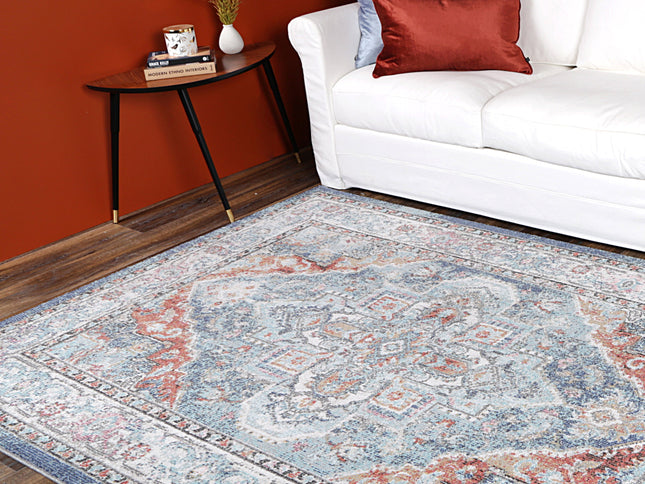 Salsa Maykel Blue & Terracotta Transitional Rug