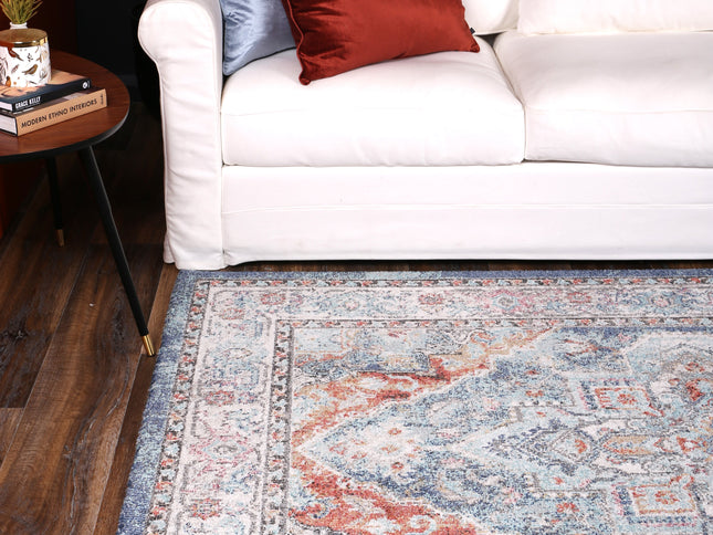 Salsa Maykel Blue & Terracotta Transitional Rug