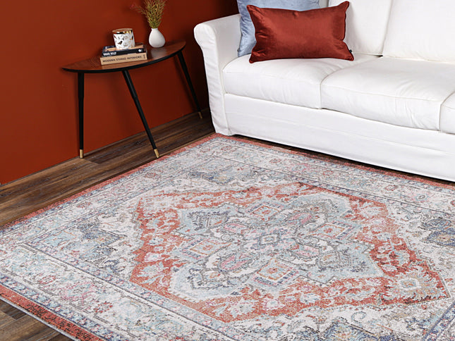 Salsa Seo Terracotta & Ivory Transitional Rug