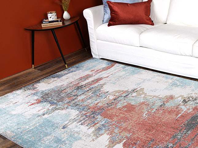 Salsa Jorge Blue & Terracotta Abstract Rug