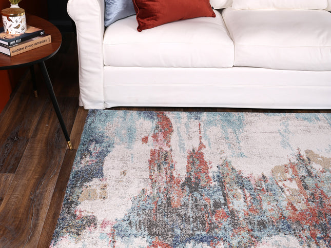 Salsa Jorge Blue & Terracotta Abstract Rug