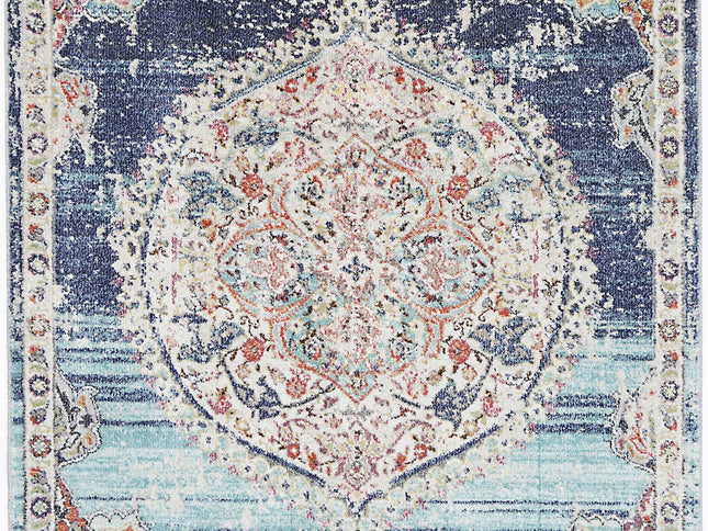 Salsa Hollow Medalion Transitional Navy & Multi Rug