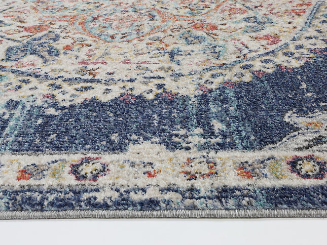 Salsa Hollow Medalion Transitional Navy & Multi Rug