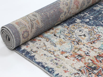 Salsa Hollow Medalion Transitional Navy & Multi Rug