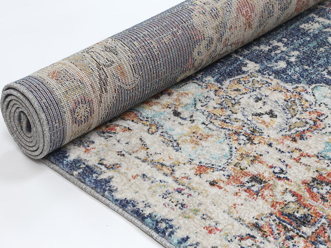 Salsa Hollow Medalion Transitional Navy & Multi Rug