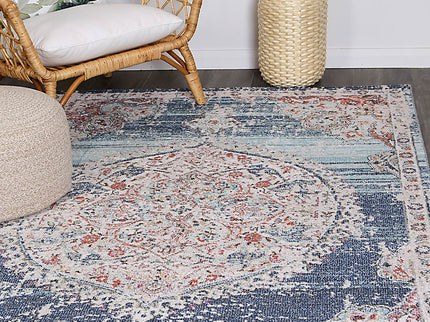 Salsa Hollow Medalion Transitional Navy & Multi Rug