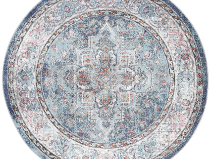 Salsa Maykel Blue & Terracotta Transitional Round Rug