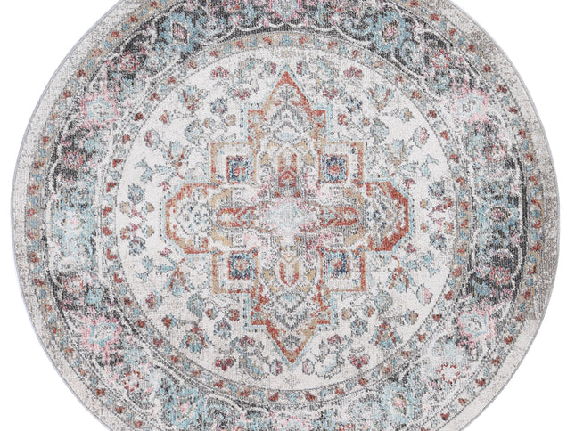 Salsa Yanet Ivory & Multi Round Rug