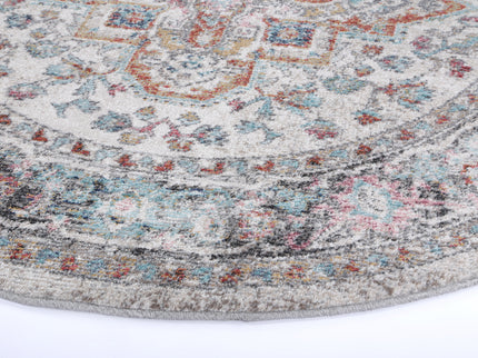 Salsa Yanet Ivory & Multi Round Rug