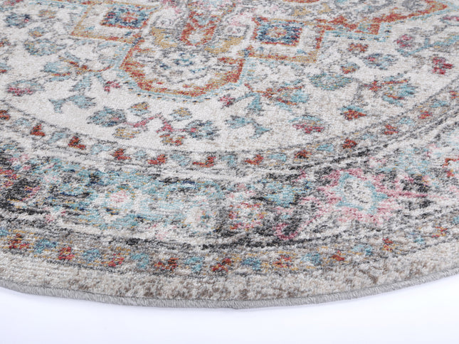 Salsa Yanet Ivory & Multi Round Rug