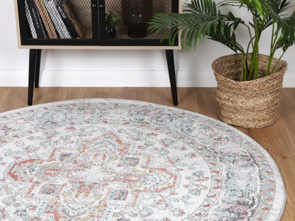 Salsa Yanet Ivory & Multi Round Rug