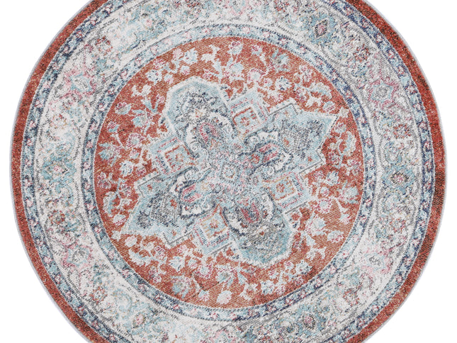 Salsa Seo Terracotta & Ivory Transitional Round Rug