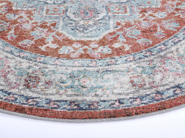Salsa Seo Terracotta & Ivory Transitional Round Rug