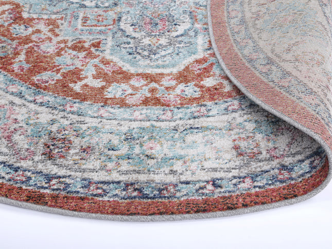 Salsa Seo Terracotta & Ivory Transitional Round Rug