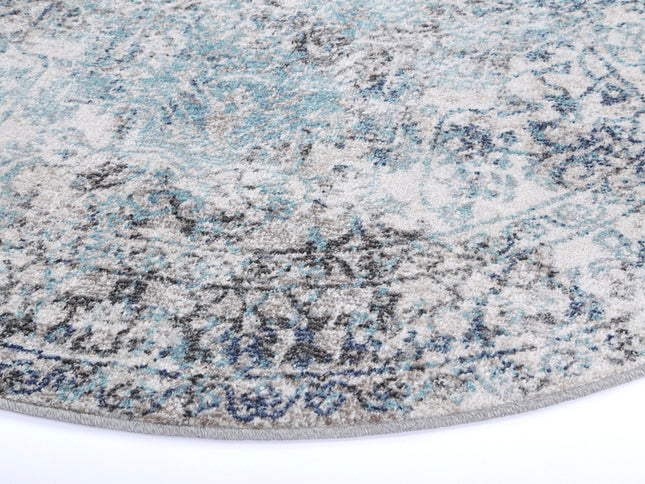 Salsa Adrianita Ivory & Blue Transitional Round Rug