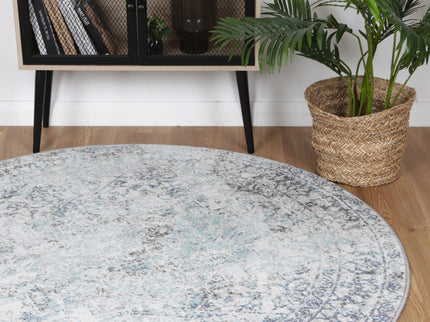 Salsa Adrianita Ivory & Blue Transitional Round Rug