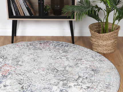 Salsa Maria Grey & Multi Transitional Round Rug