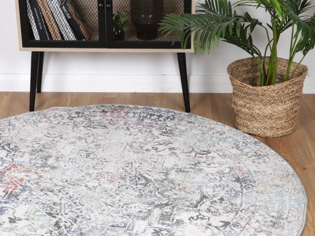 Salsa Maria Grey & Multi Transitional Round Rug