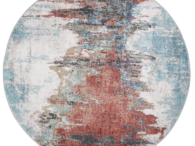 Salsa Jorge Blue & Terracotta Abstract Round Rug