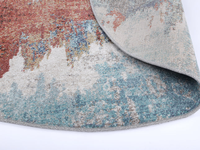 Salsa Jorge Blue & Terracotta Abstract Round Rug