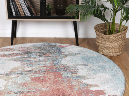 Salsa Jorge Blue & Terracotta Abstract Round Rug