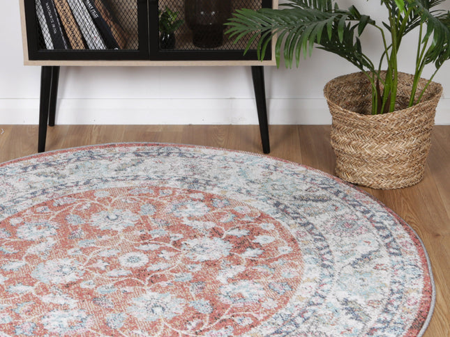 Salsa Luda Terracotta Transitional Round Rug