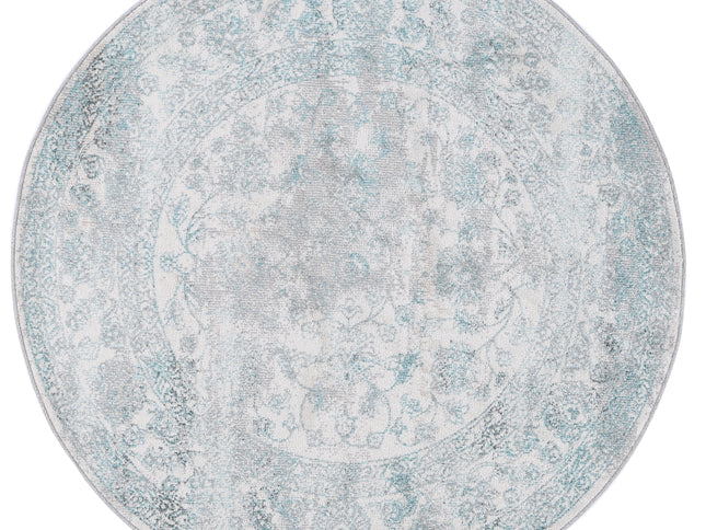 Salsa Peony Ivory & Blue Transitional Round Rug