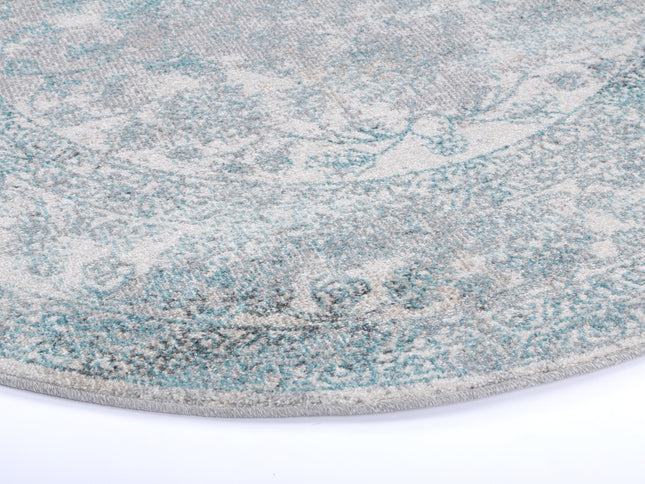 Salsa Peony Ivory & Blue Transitional Round Rug