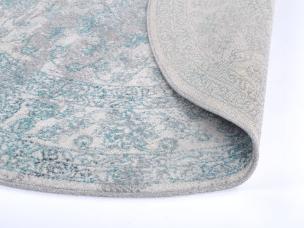 Salsa Peony Ivory & Blue Transitional Round Rug