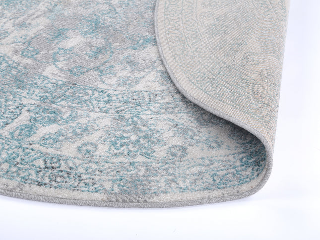 Salsa Peony Ivory & Blue Transitional Round Rug