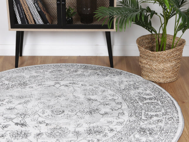 Salsa Serena Grey & Ivory Round Rug