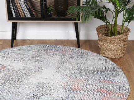 Salsa Ernesto Grey & Terracotta Tribal Round Rug