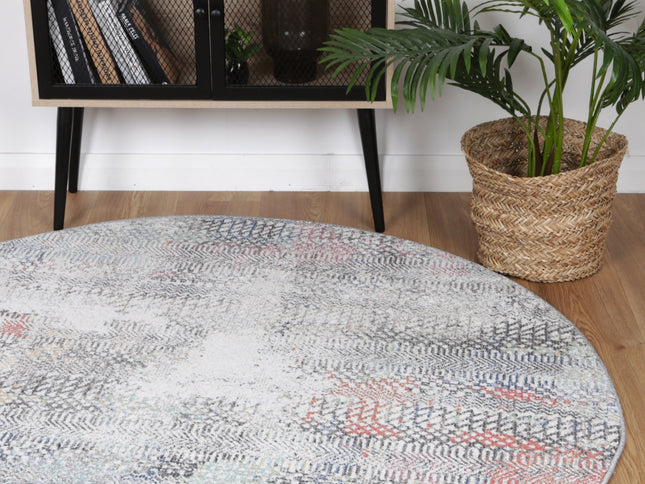 Salsa Ernesto Grey & Terracotta Tribal Round Rug
