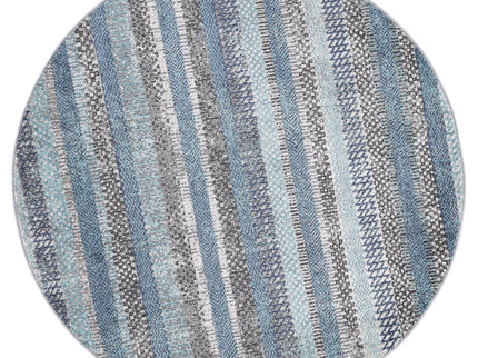 Salsa Luis Blue & Grey Tribal Round Rug