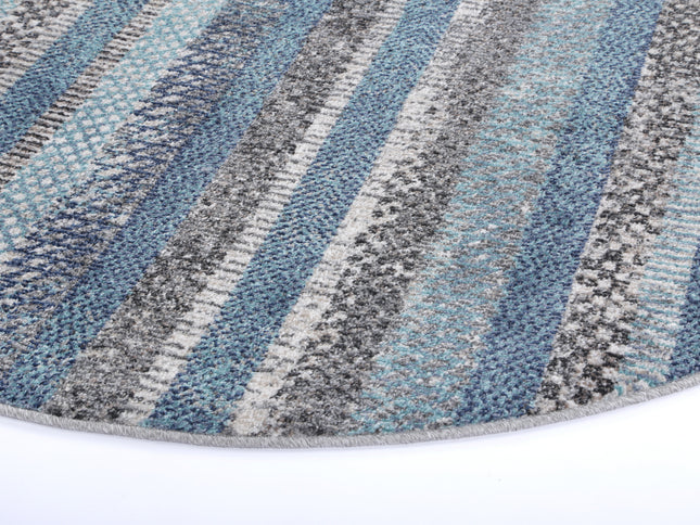 Salsa Luis Blue & Grey Tribal Round Rug