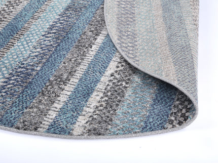 Salsa Luis Blue & Grey Tribal Round Rug