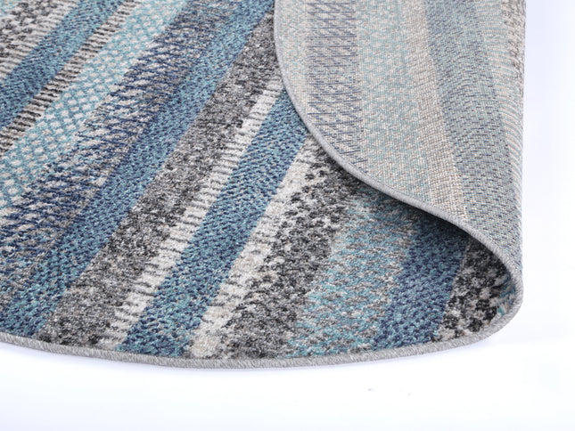 Salsa Luis Blue & Grey Tribal Round Rug