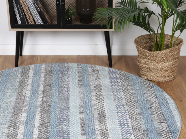 Salsa Luis Blue & Grey Tribal Round Rug