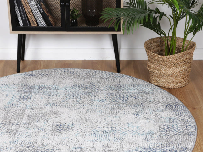Salsa Eli Grey Tribal Round Rug