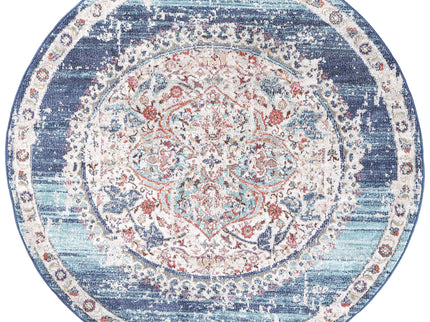 Salsa Hollow Medalion Transitional Navy & Multi Round Rug