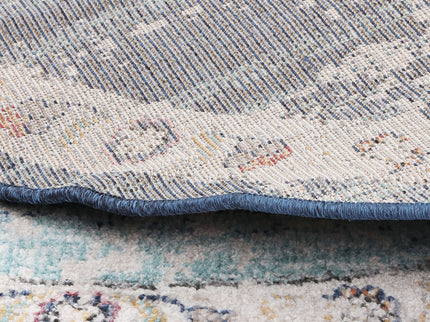 Salsa Hollow Medalion Transitional Navy & Multi Round Rug
