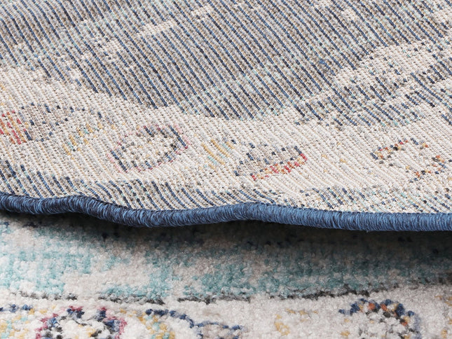 Salsa Hollow Medalion Transitional Navy & Multi Round Rug