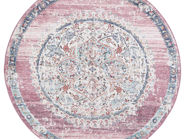 Salsa Hollow Medalion Transitional Blush Round Rug