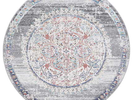 Salsa Hollow Medalion Transitional Grey Round Rug