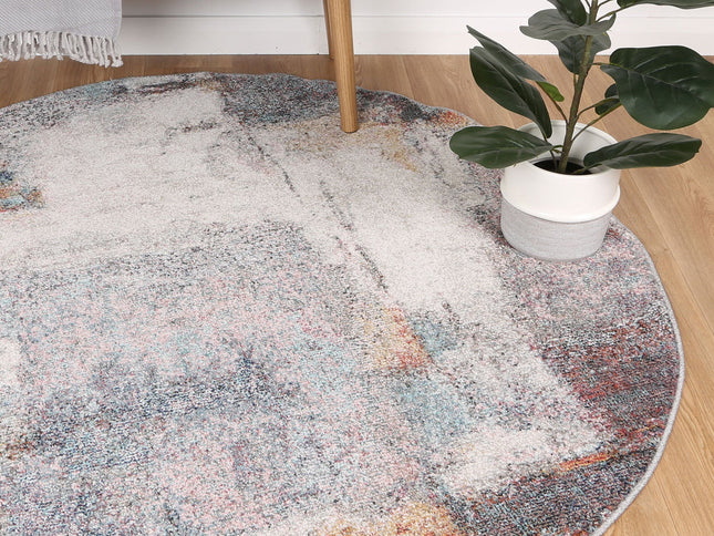 Salsa Aveza Abstract Grey Round Rug