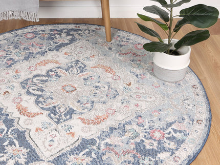 Salsa Alexander Transitional Navy Multi Round Rug