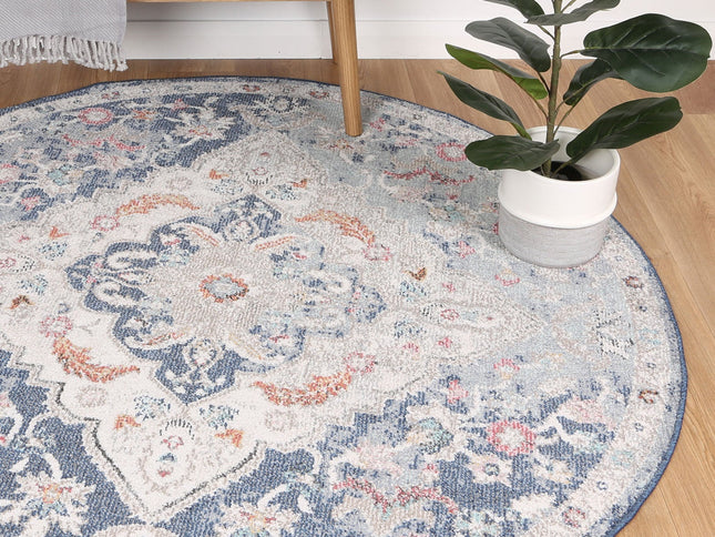 Salsa Alexander Transitional Navy Multi Round Rug