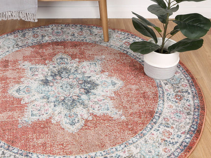 Salsa Brentwood Transitional Rust Round Rug