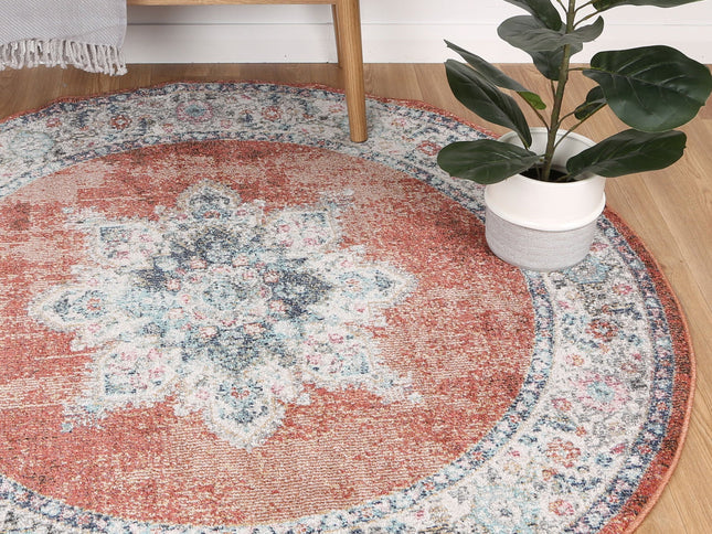 Salsa Brentwood Transitional Rust Round Rug