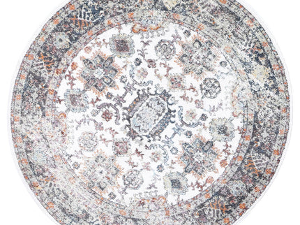 Santa Fe Camino Border Cream Round Rug